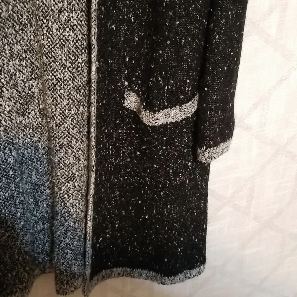 89th & Madison Sweater Cardigan Womens Size Large Black Whimsigoth Knit
